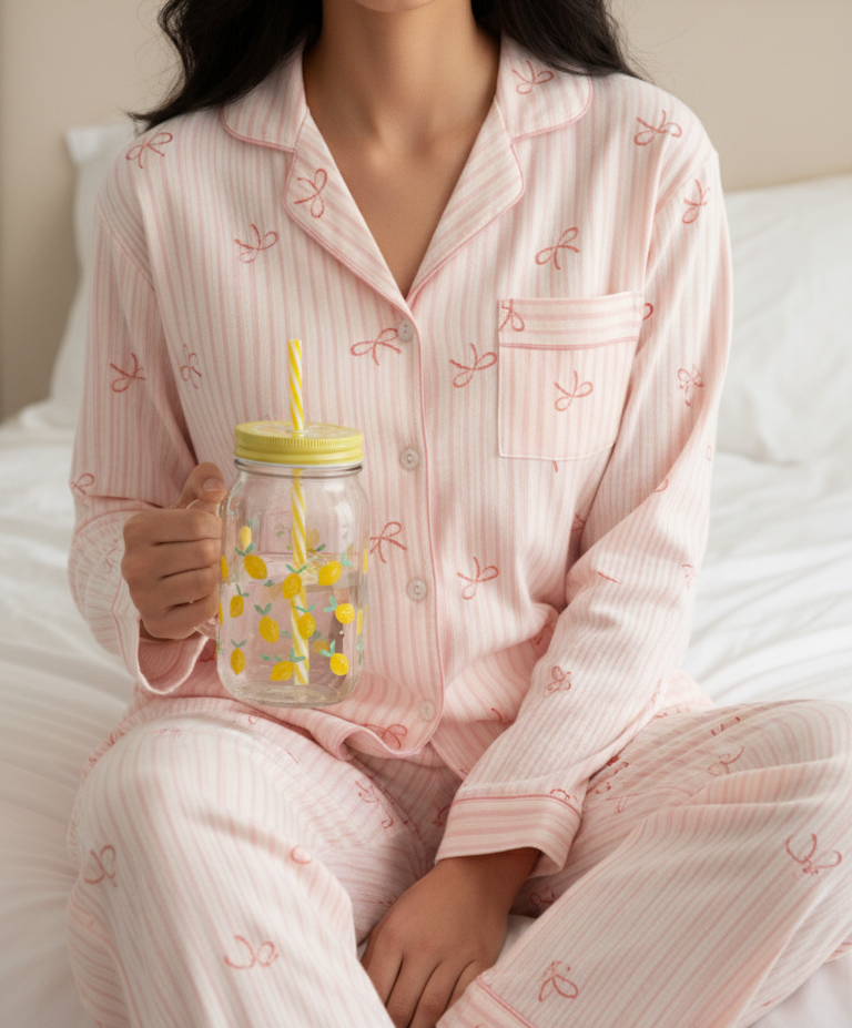 Royal Bow Stripe Nightsuit Set